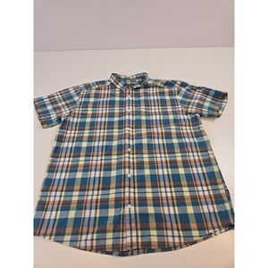 Patagonia Mens Go To Shirt L Blue Plaid Organic Cotton Button Front Short Sleeve